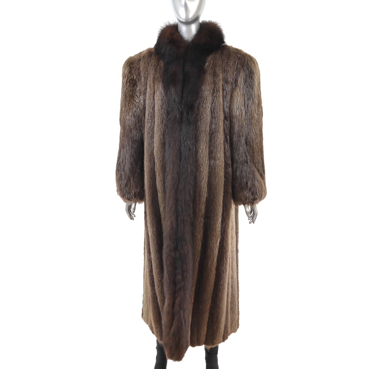 Beaver Coat with Fox Tuxedo- Size XXXL