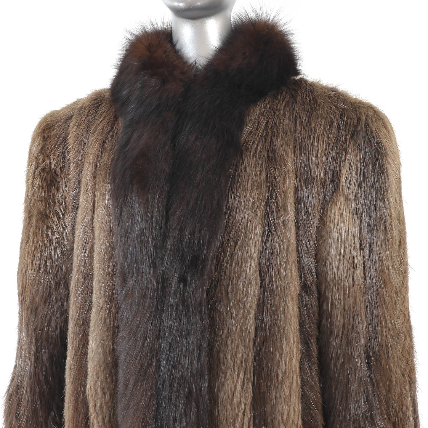 Beaver Coat with Fox Tuxedo- Size XXXL