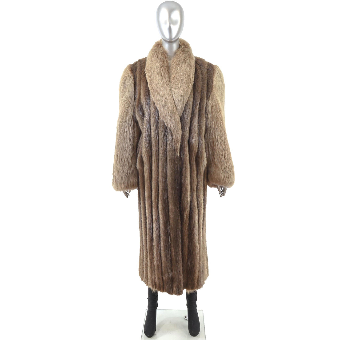 Beaver Coat with Fox Collar and Sleeves- Size M