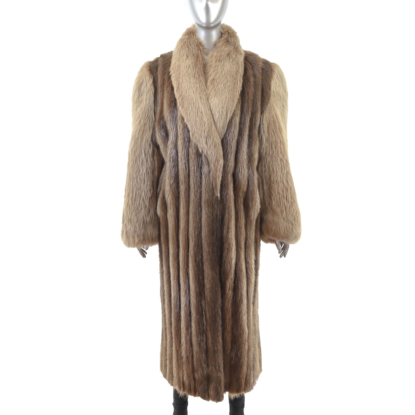 Beaver Coat with Fox Collar and Sleeves- Size M