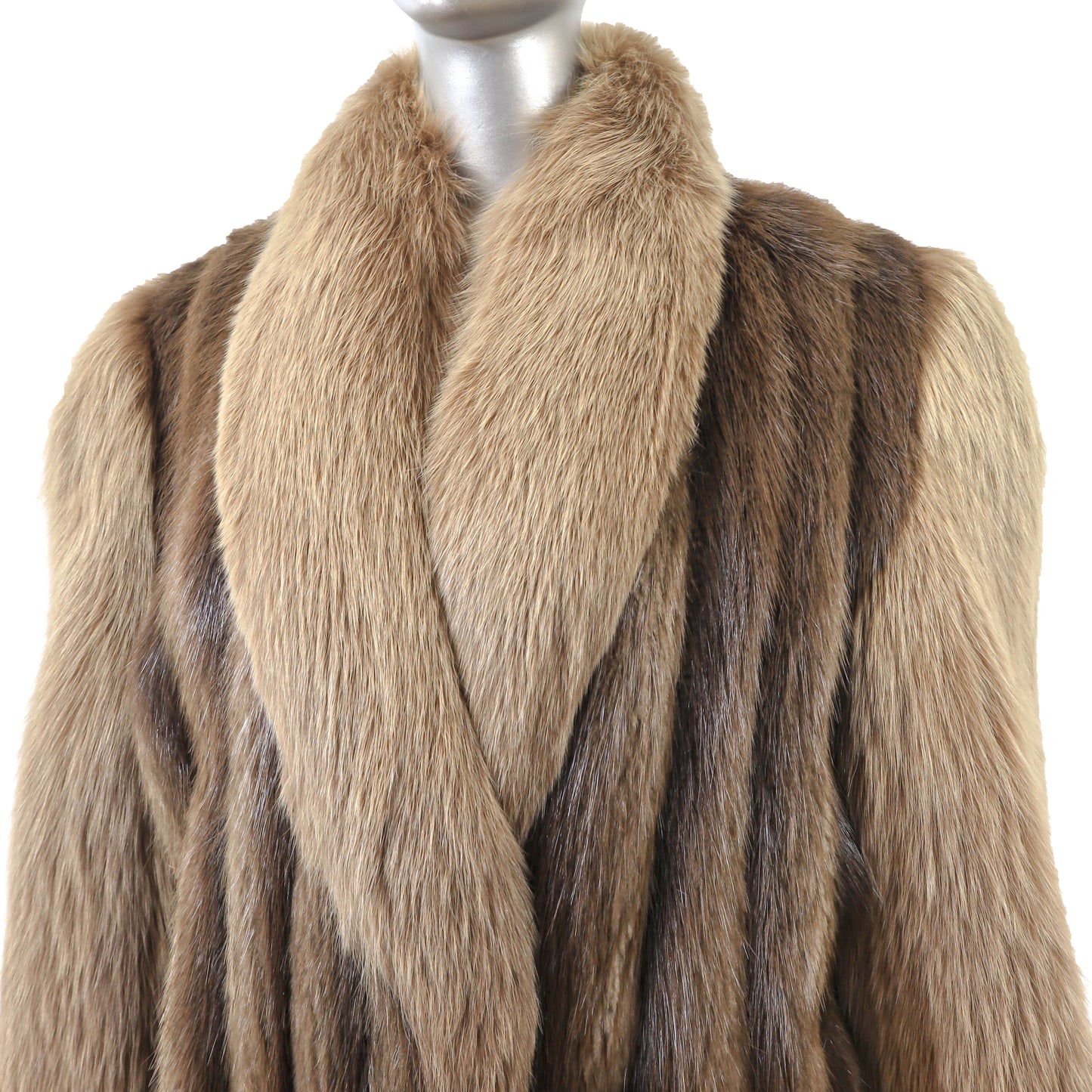 Beaver Coat with Fox Collar and Sleeves- Size M