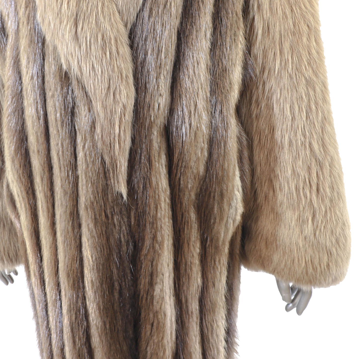 Beaver Coat with Fox Collar and Sleeves- Size M