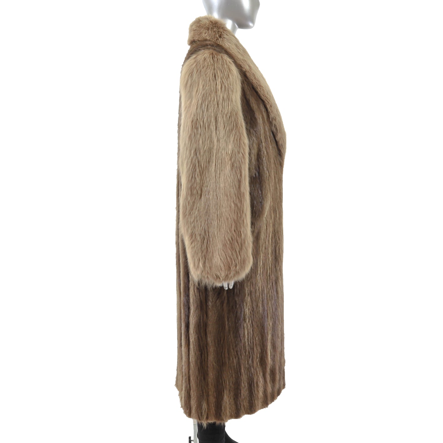 Beaver Coat with Fox Collar and Sleeves- Size M