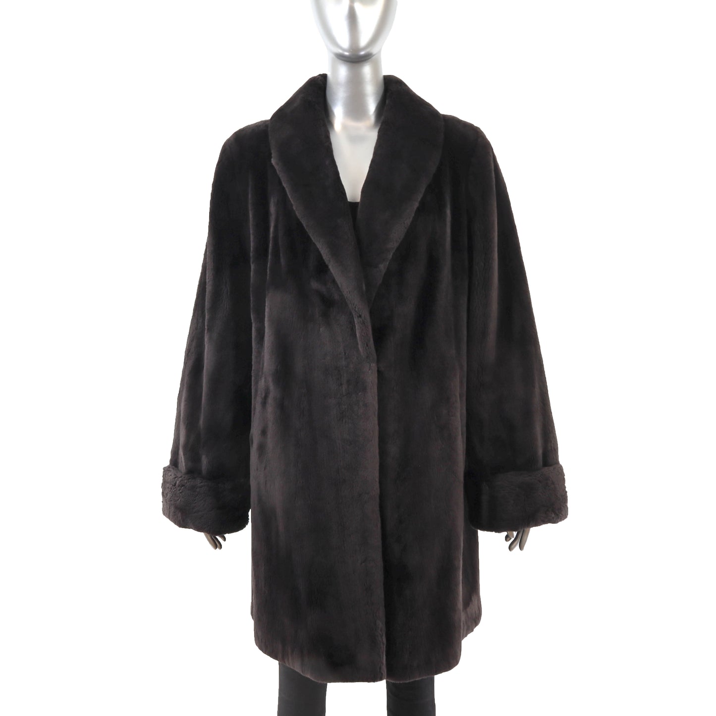 Bill Blass Dark Brown Sheared Beaver 3/4 Coat- Size XL