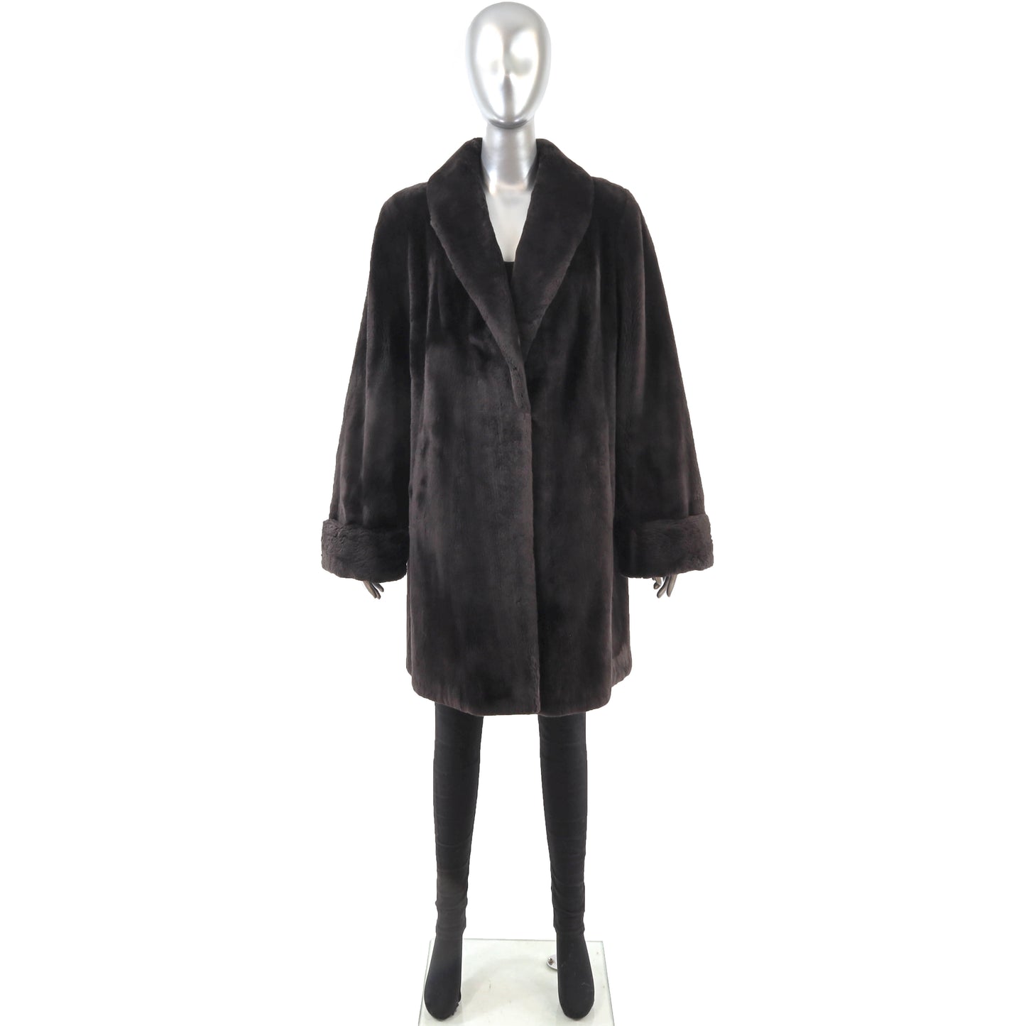 Bill Blass Dark Brown Sheared Beaver 3/4 Coat- Size XL