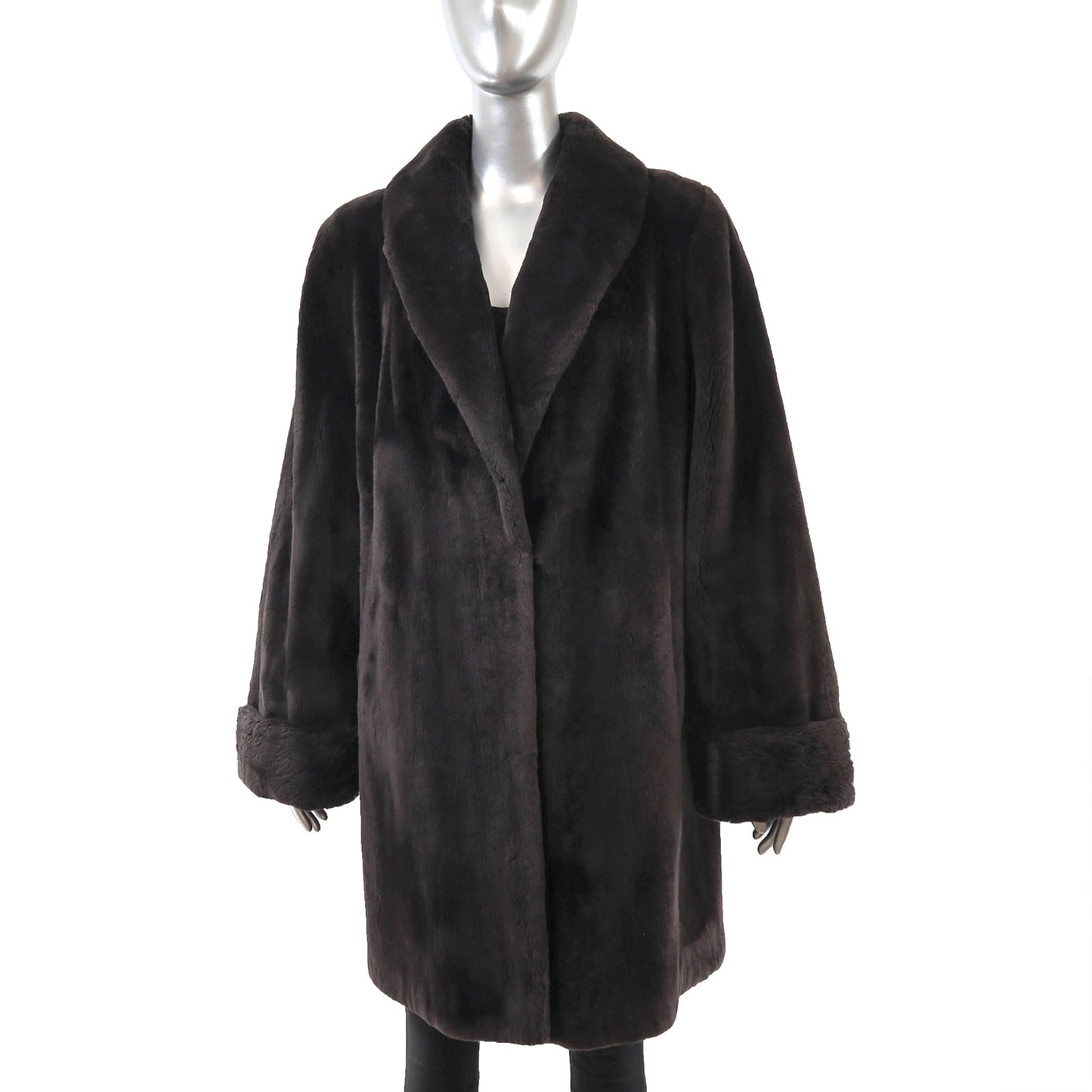 Bill Blass Dark Brown Sheared Beaver 3/4 Coat- Size XL