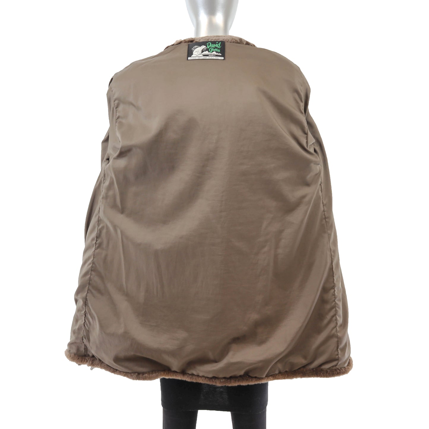 Brown Sheared Hooded Beaver Jacket with Raccoon Trim- Size M