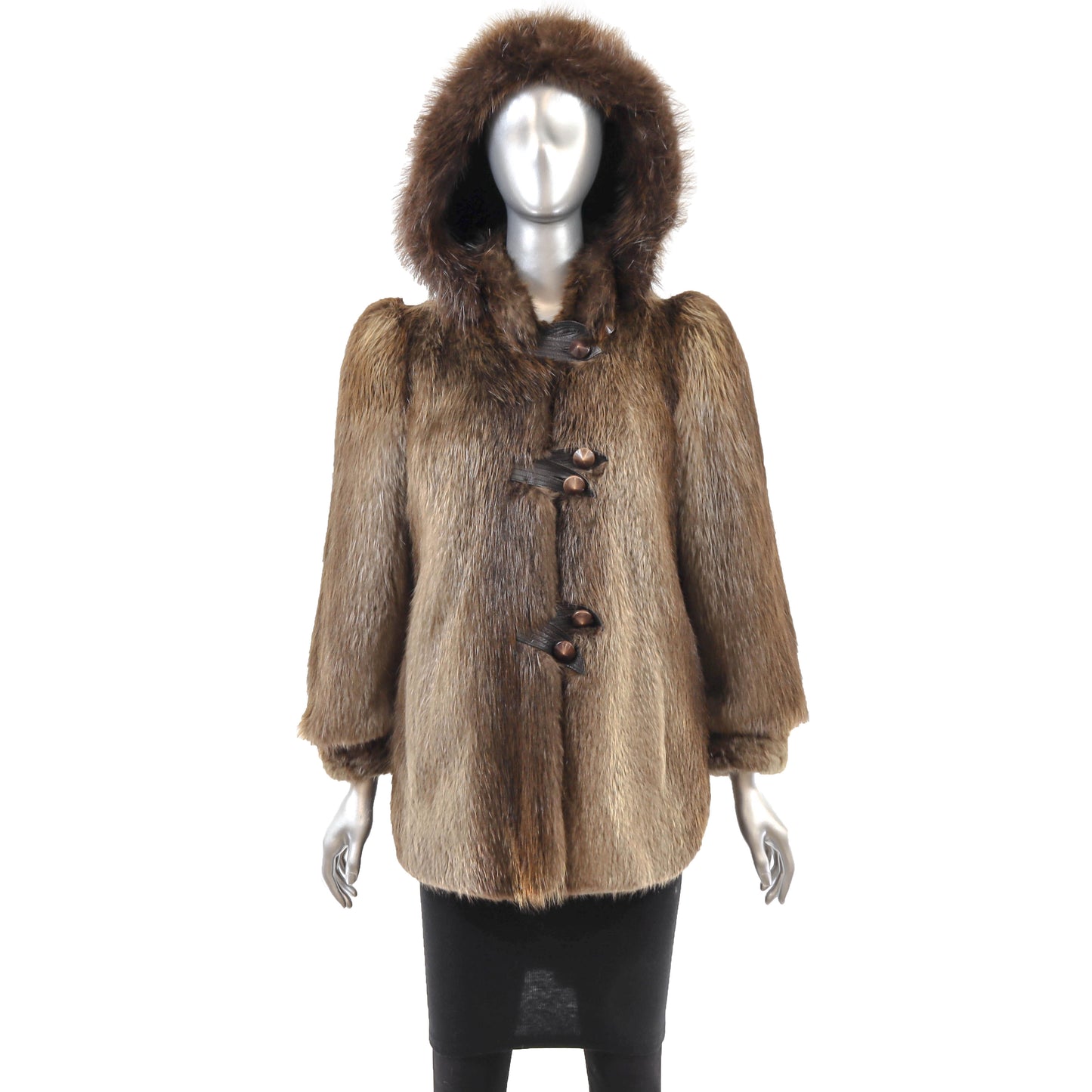 Beaver Jacket with Detachable Hood- Size M