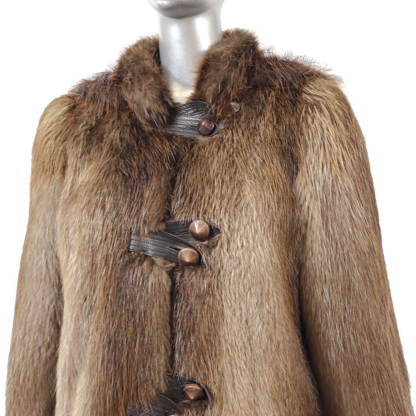 Beaver Jacket with Detachable Hood- Size M