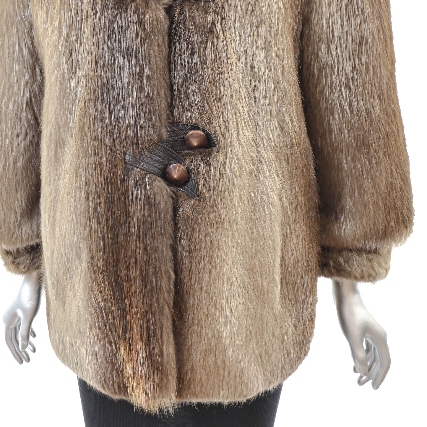Beaver Jacket with Detachable Hood- Size M