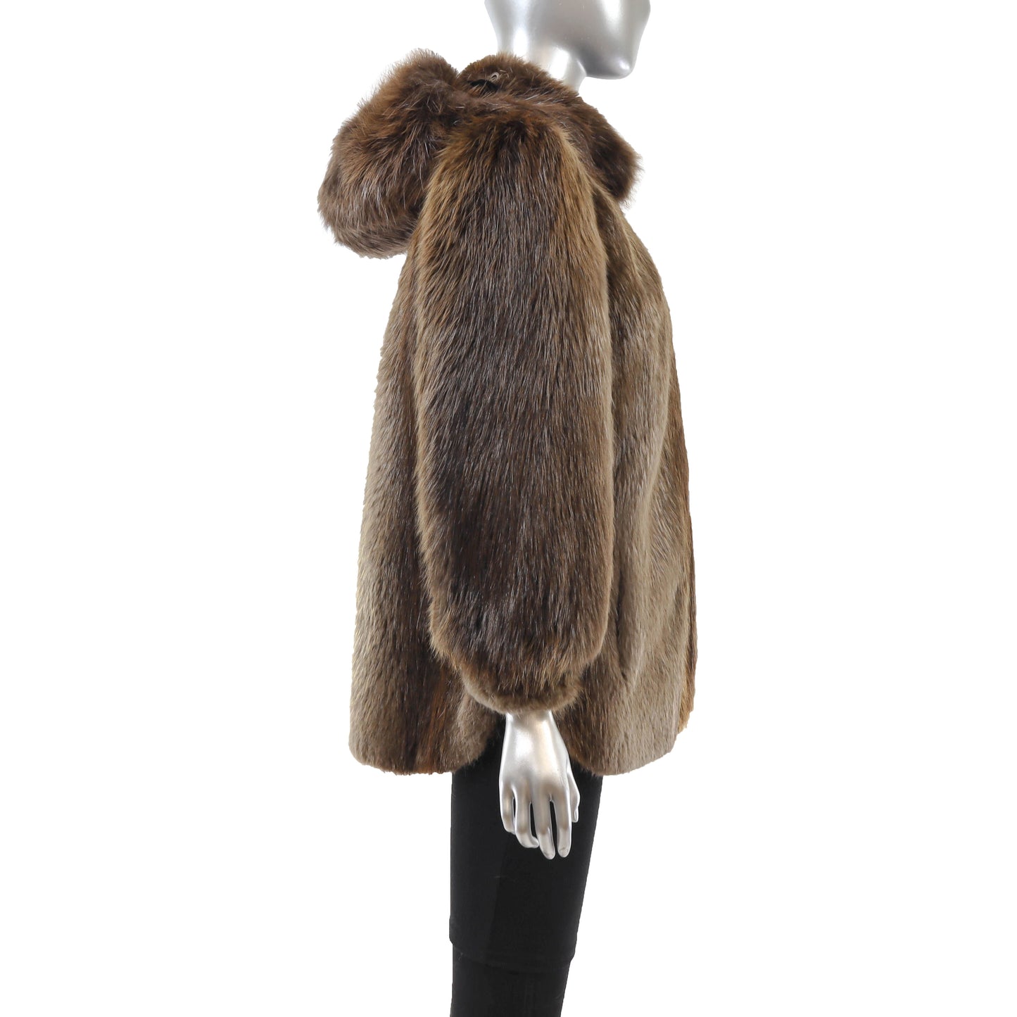 Beaver Jacket with Detachable Hood- Size M