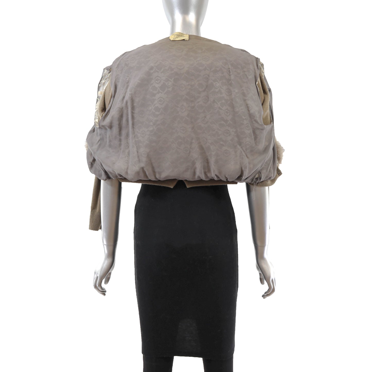 Taupe Cashmere Sweater with Detachable Fox Collar- Size XS