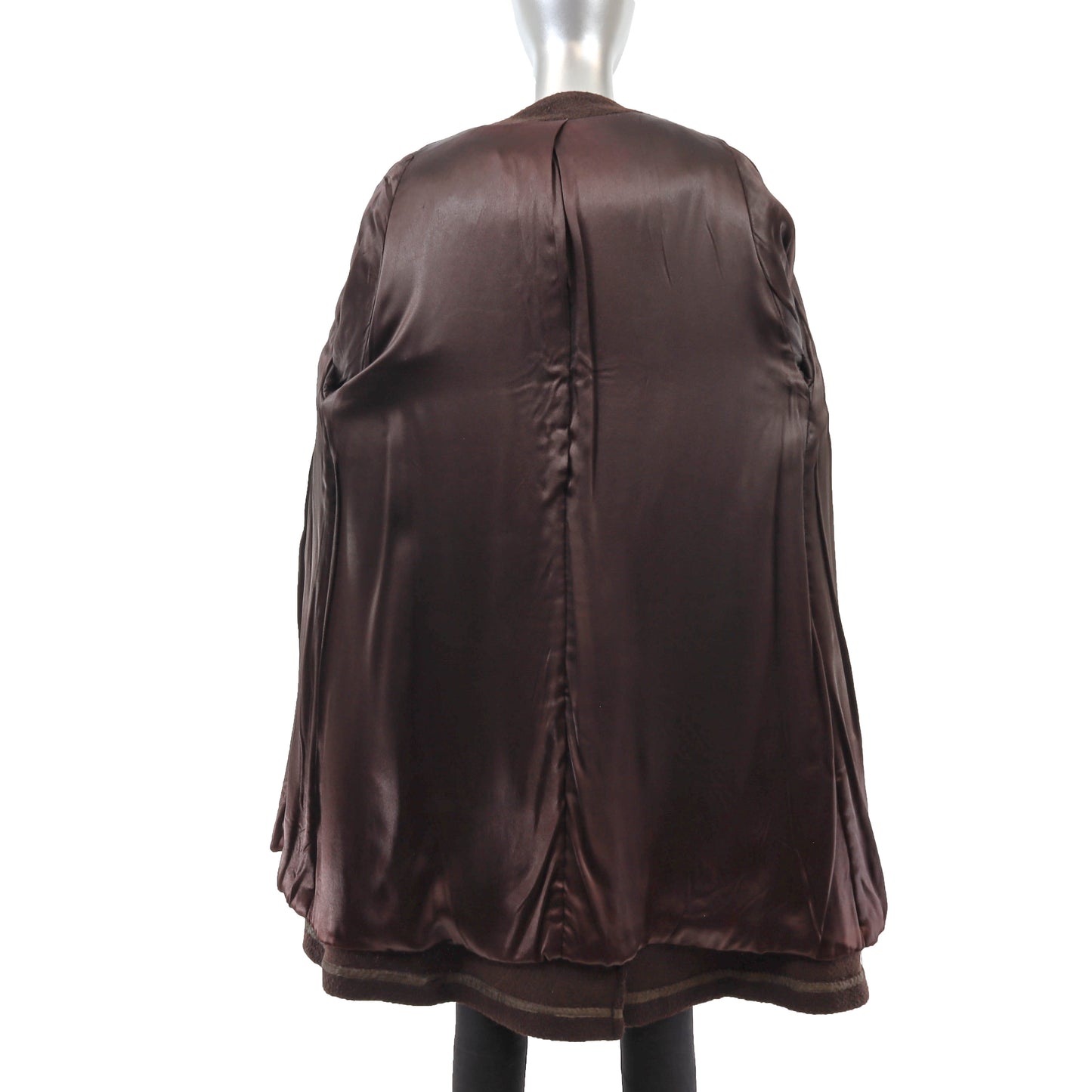 Brown Coat with Mink Trim- Size M