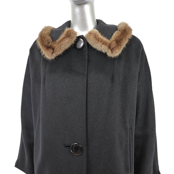 Wool Coat with Muskrat Trim- Size M