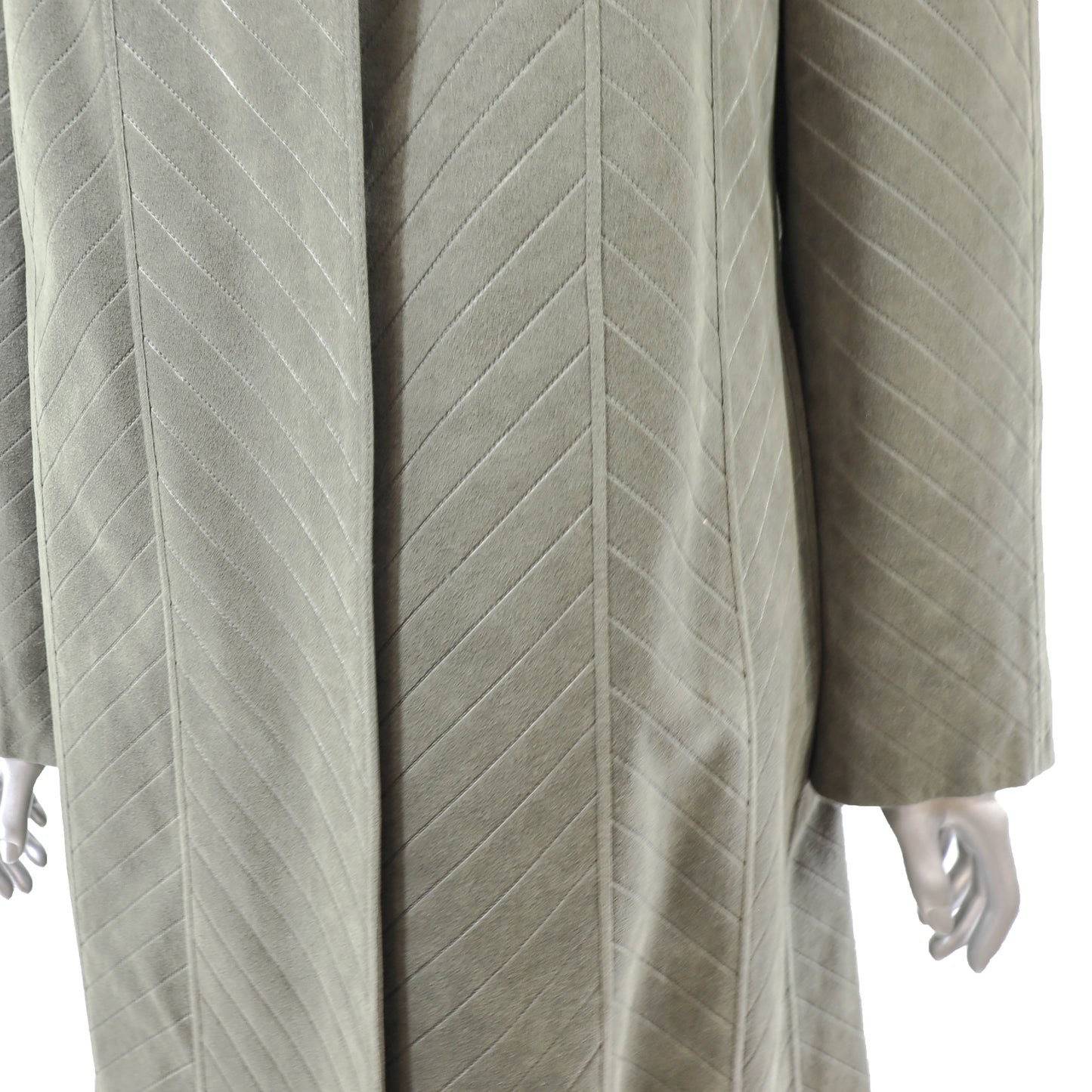 Sage Green Coat with Removable Fox Collar- Size M