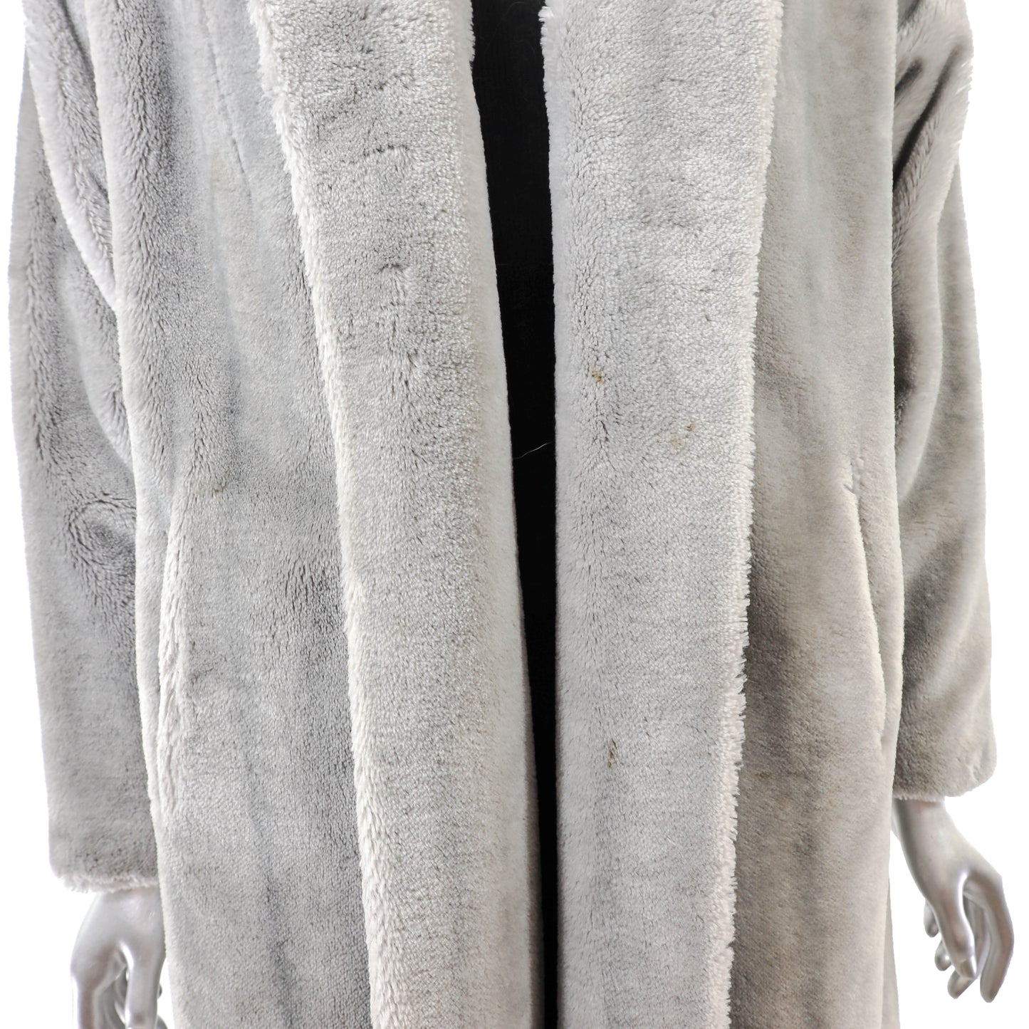 Grey Faux Fur Coat- Size M
