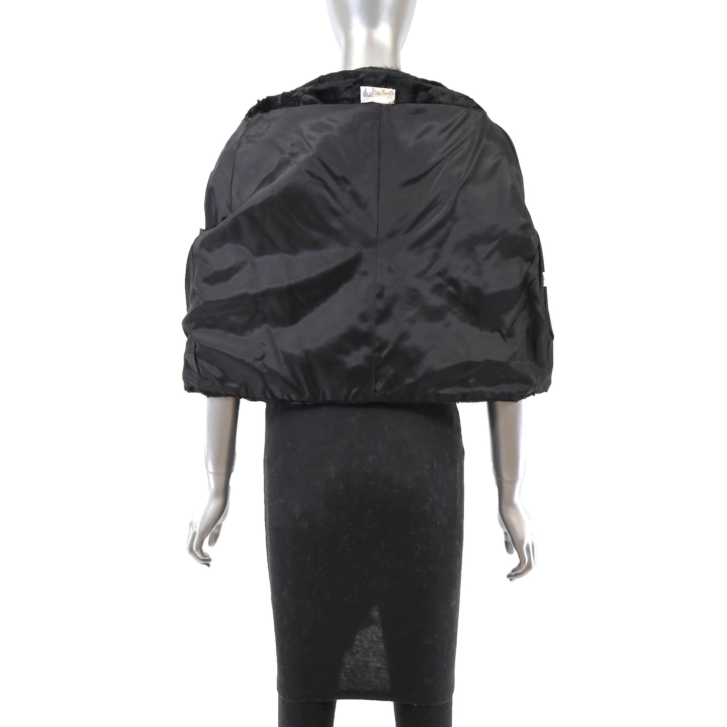 Black Faux Fur Jacket with Rabbit Collar- Size M