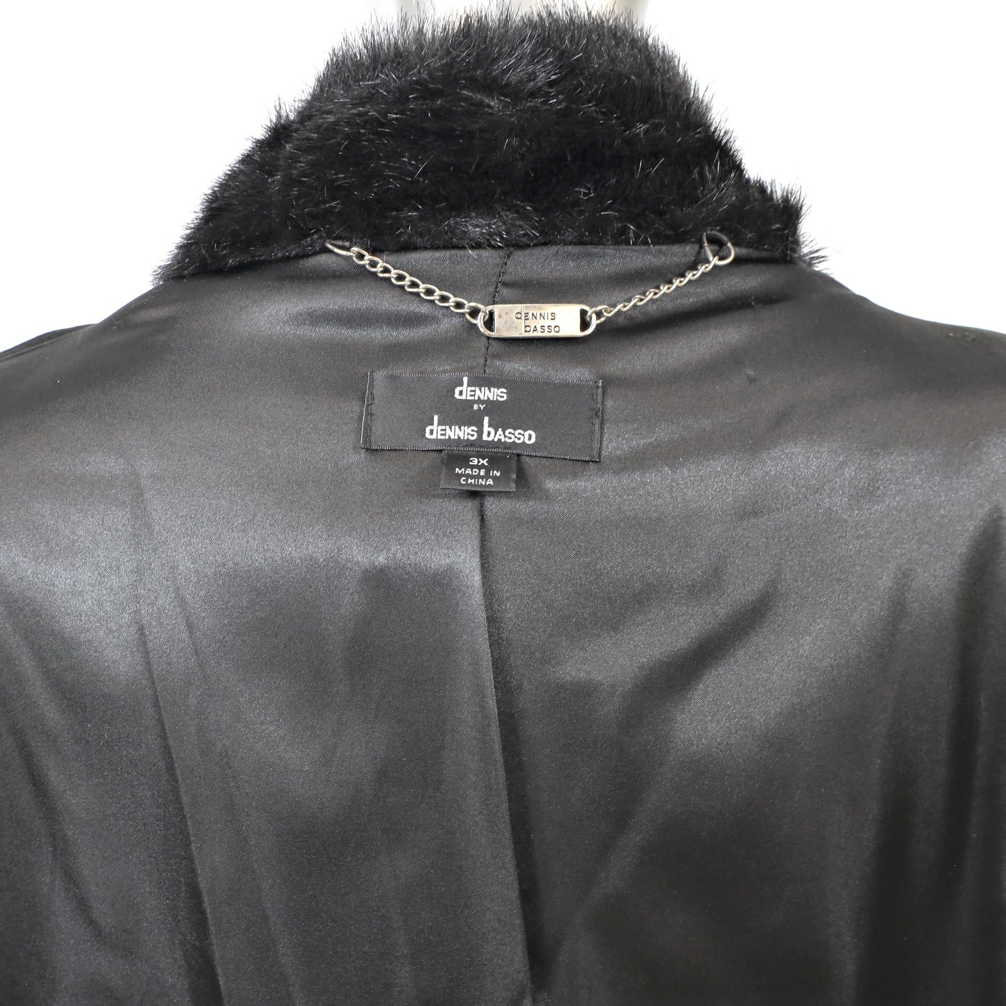 Dennis Basso Black Faux Fur 3/4 Coat- Size XXXL