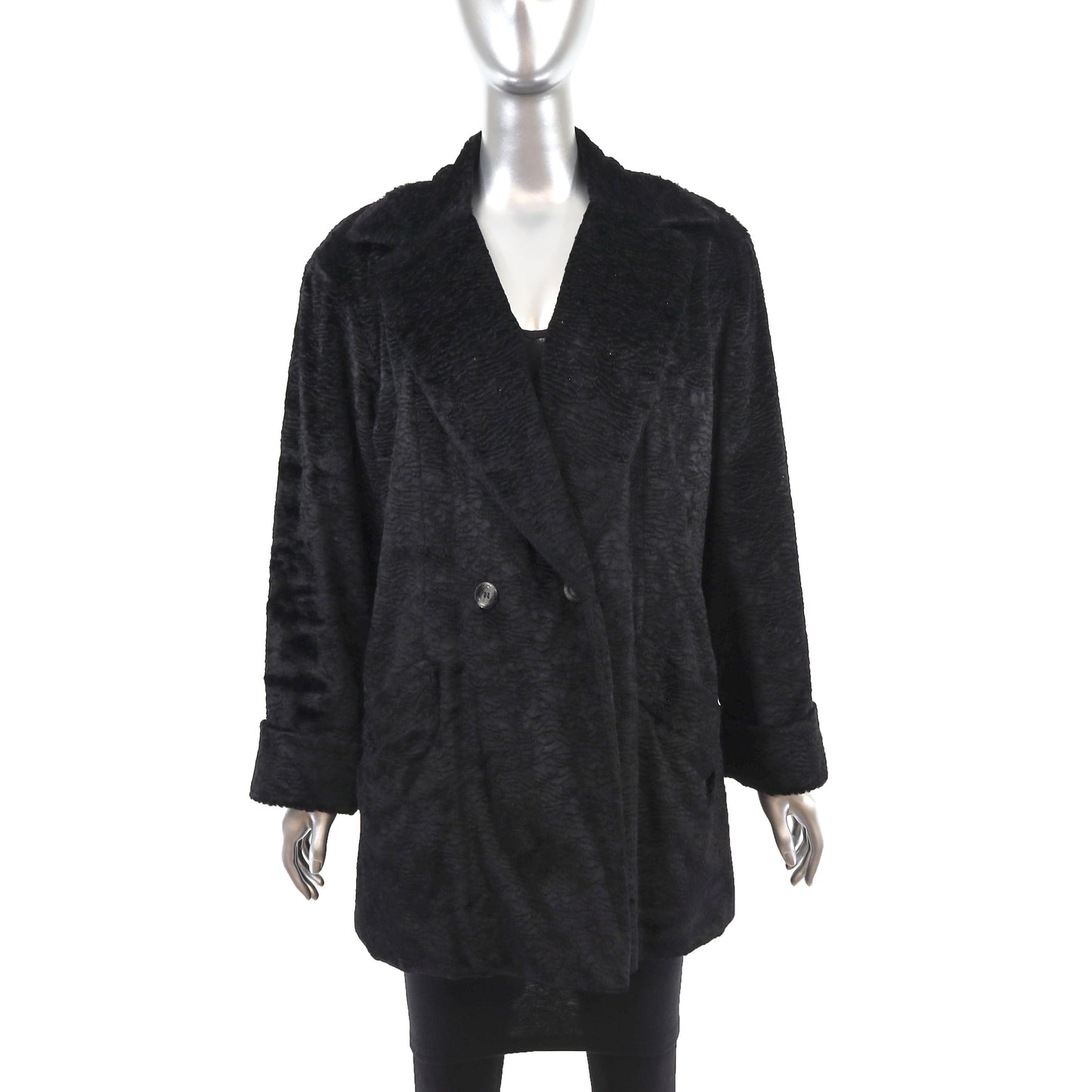 Black Faux Fur Jacket- Size M