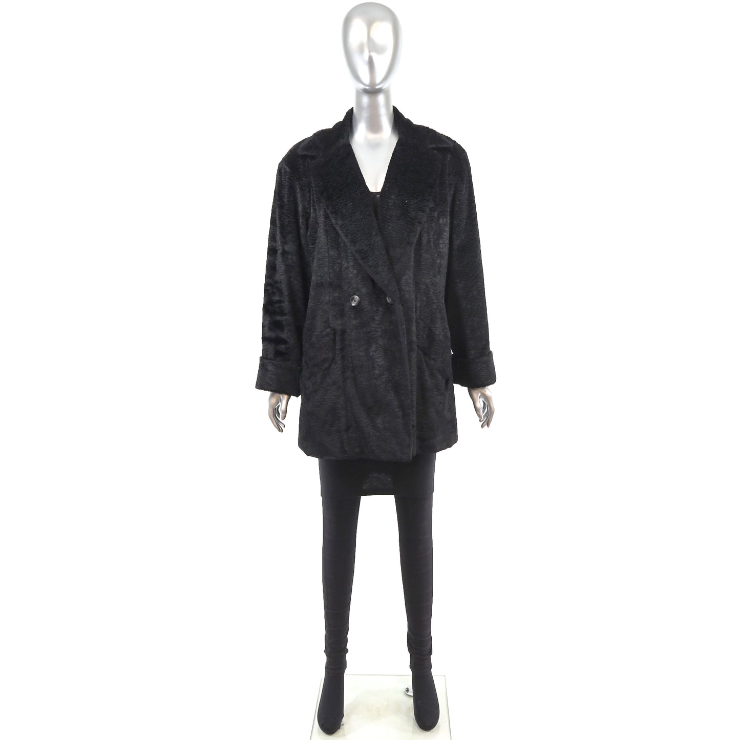 Black Faux Fur Jacket- Size M