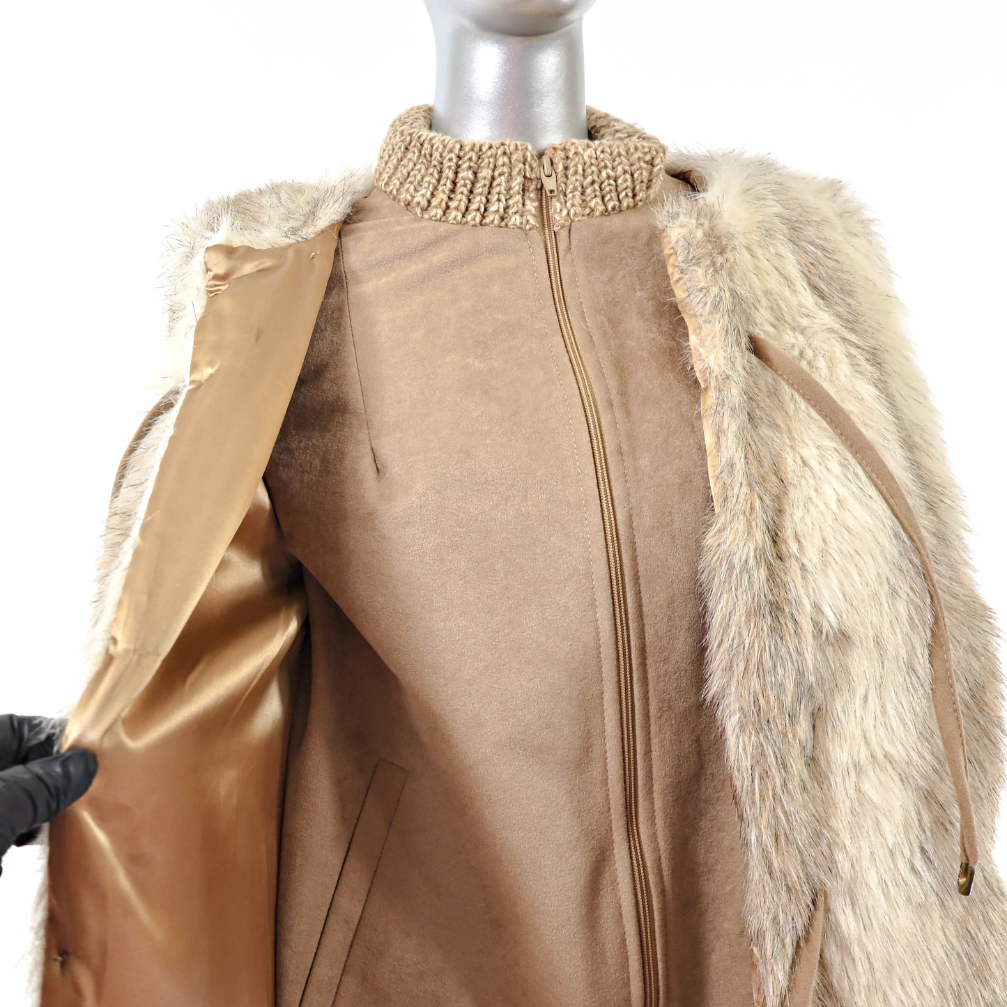Brown Faux Fur Jacket with Removable Vest- Size M