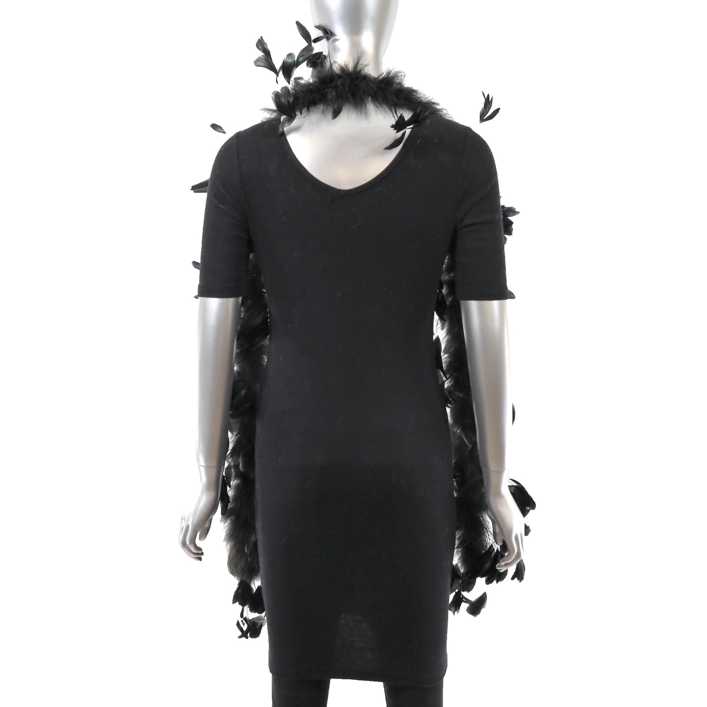 Black Feather Scarf- Size Free