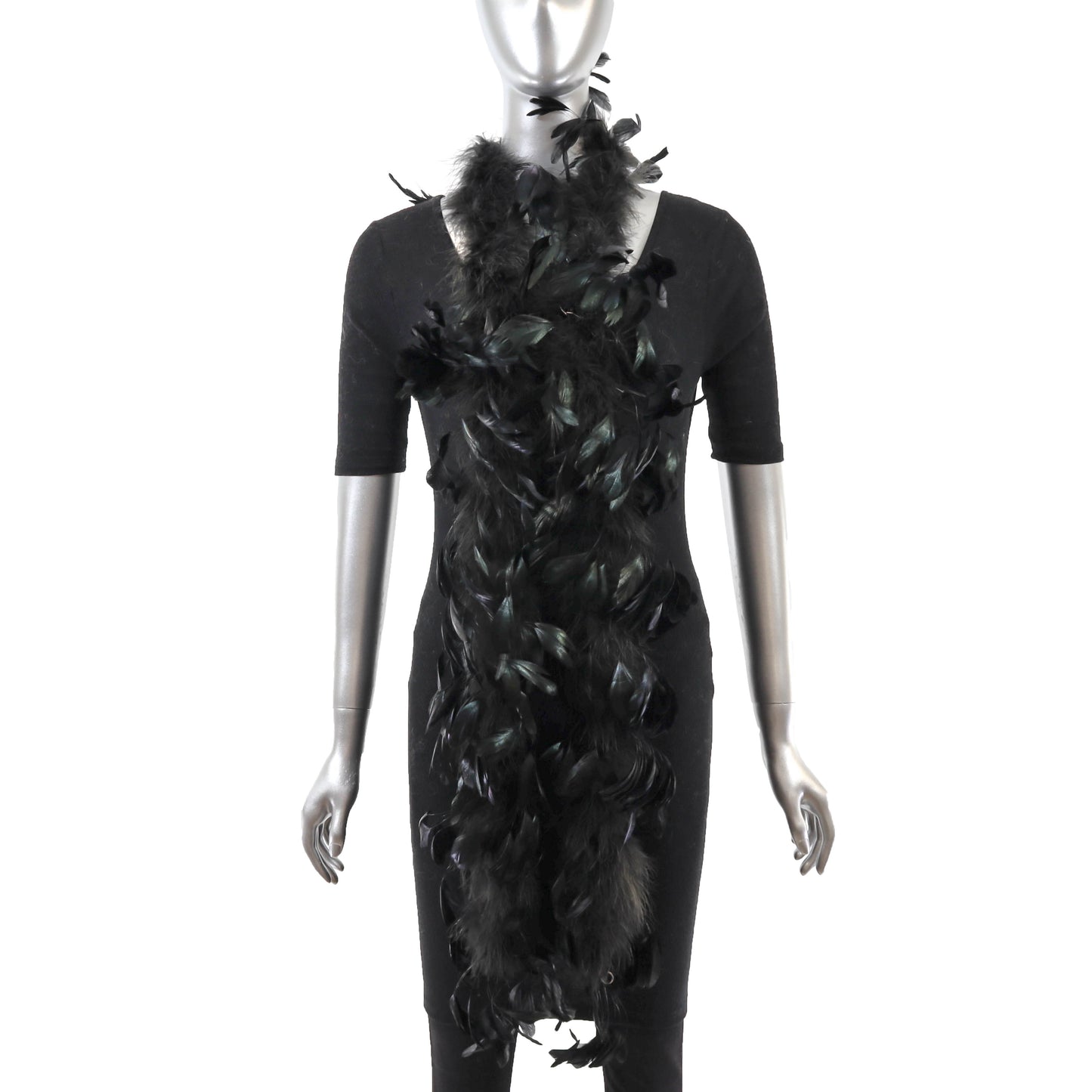 Black Feather Scarf- Size Free
