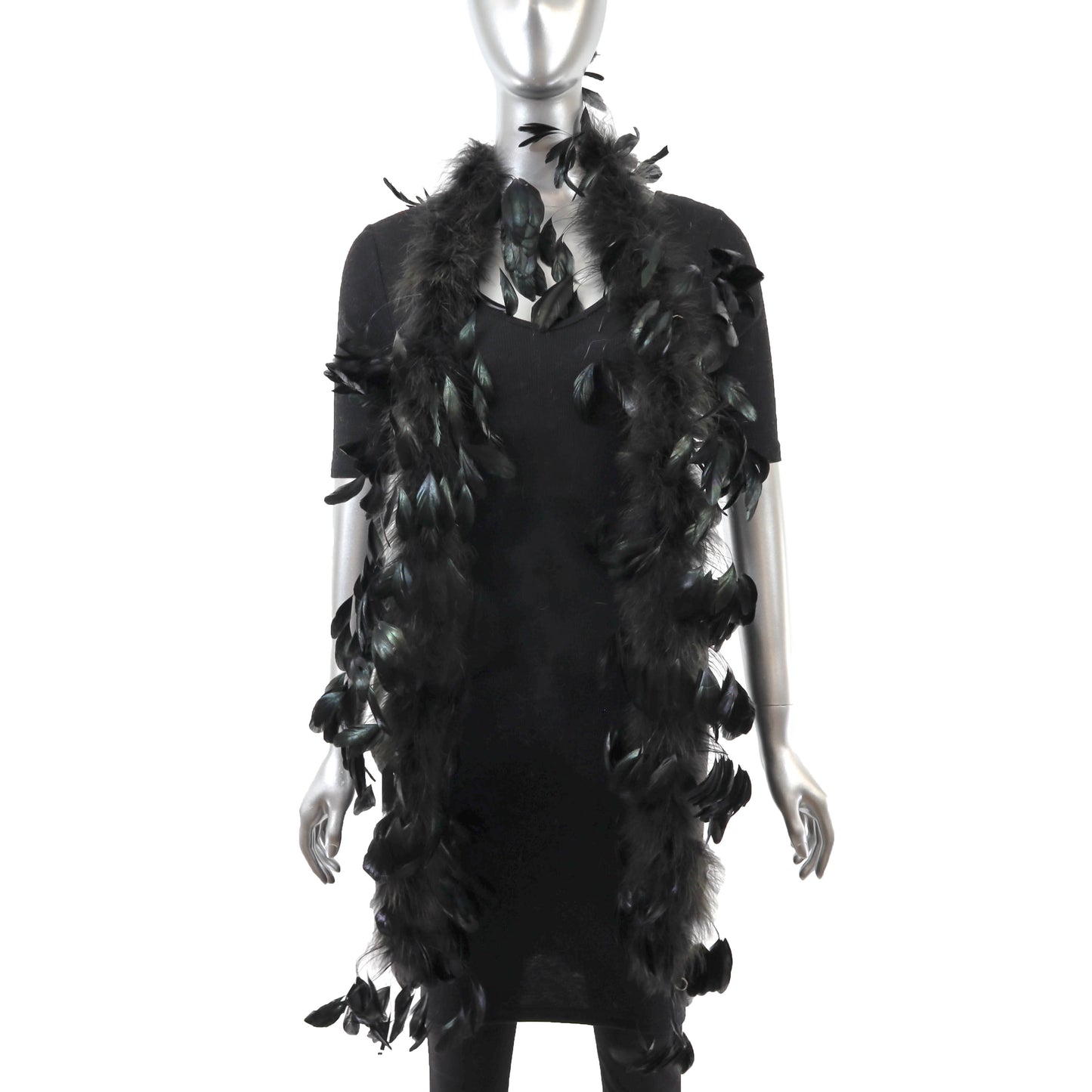 Black Feather Scarf- Size Free