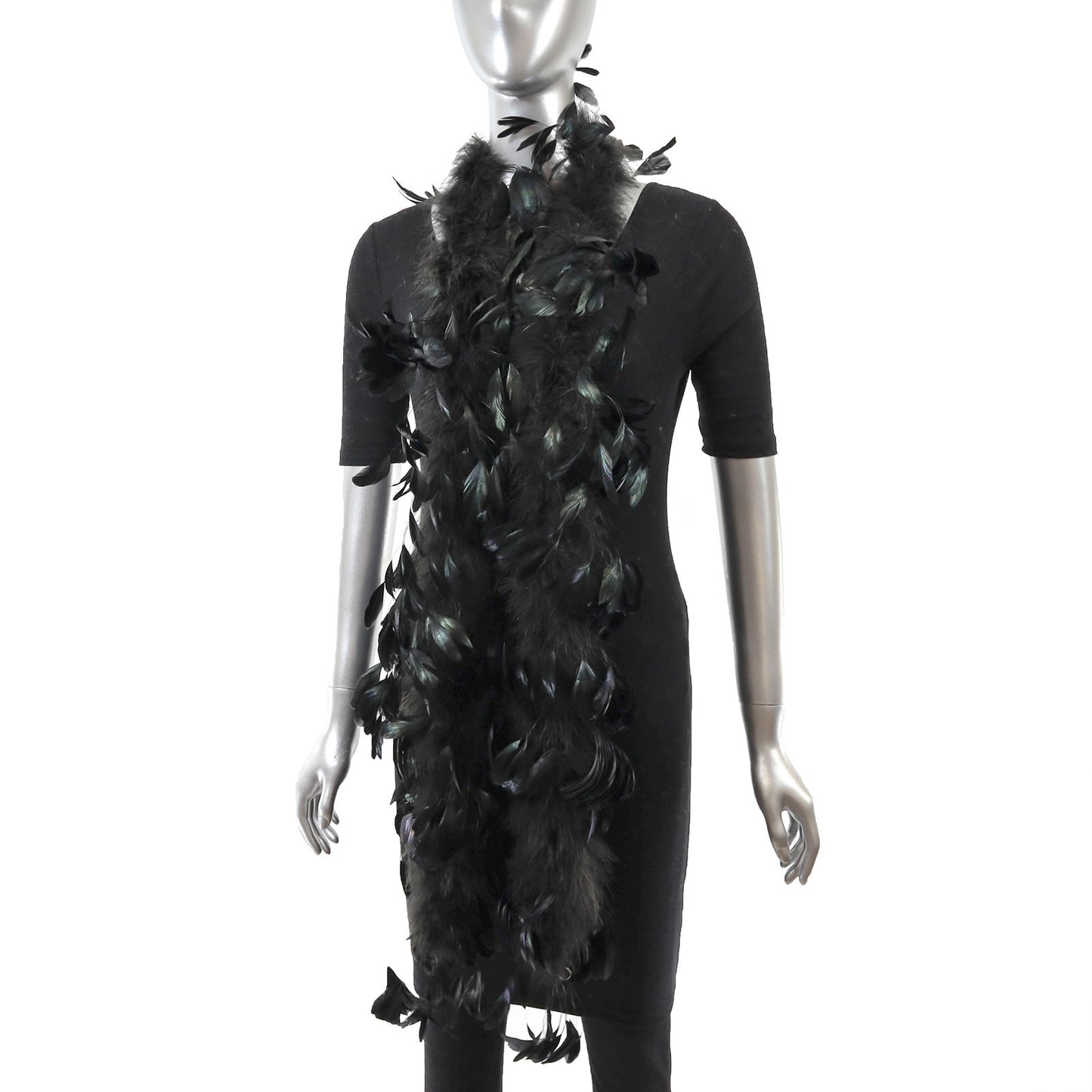 Black Feather Scarf- Size Free