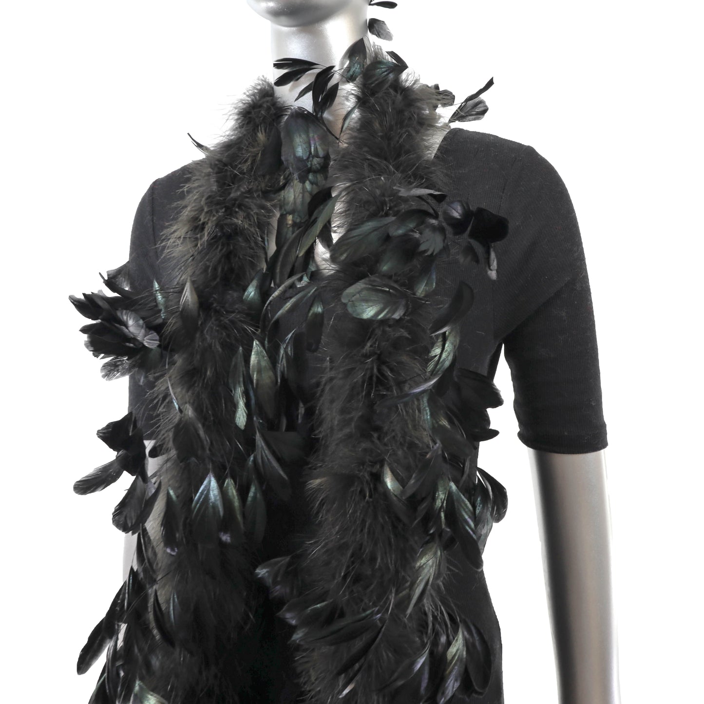 Black Feather Scarf- Size Free