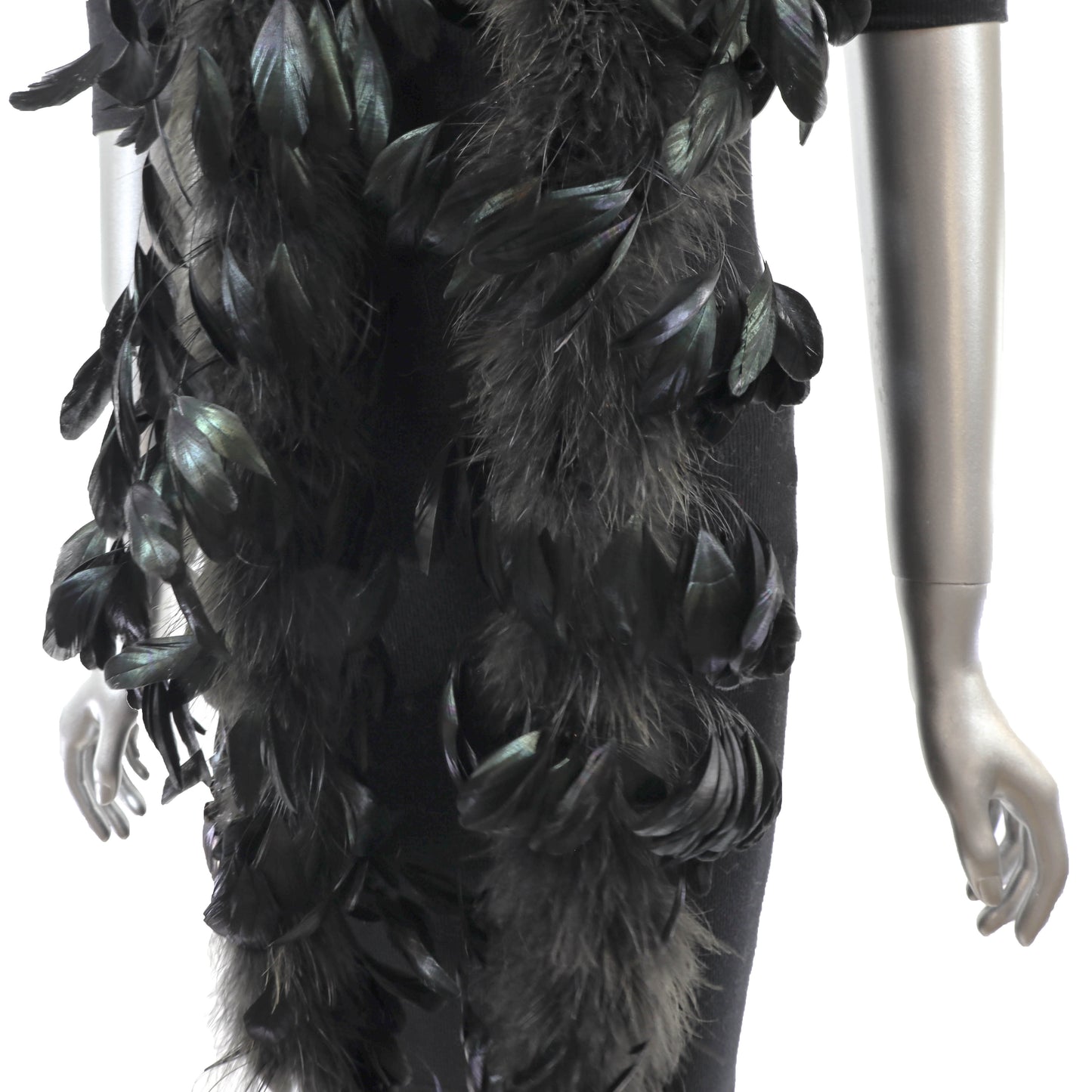 Black Feather Scarf- Size Free