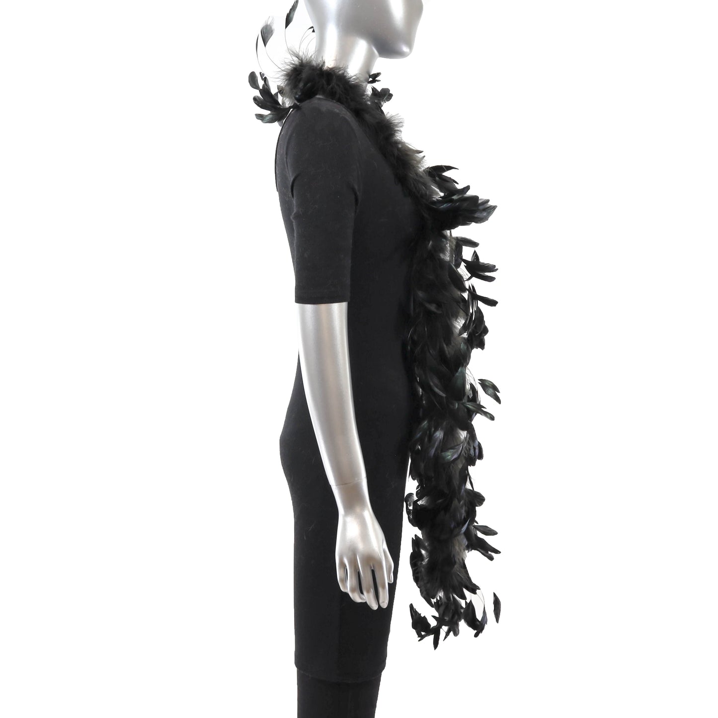 Black Feather Scarf- Size Free