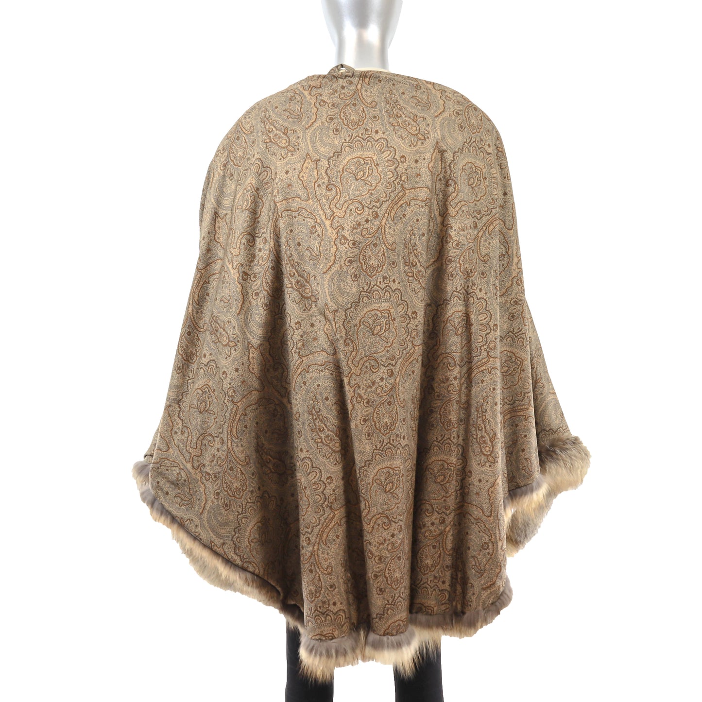 Fox and Leather Hooded Cape- Size Free