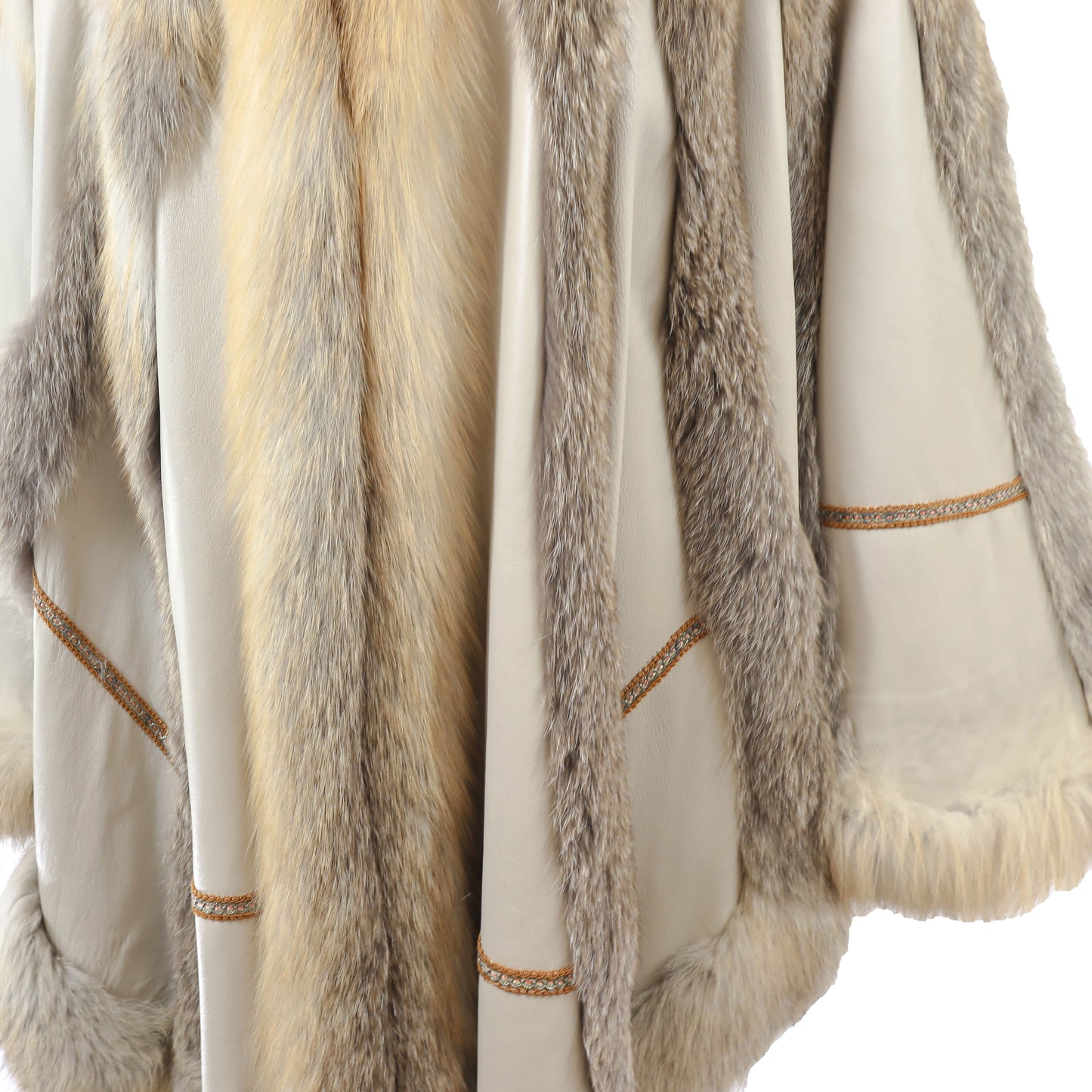 Fox and Leather Hooded Cape- Size Free