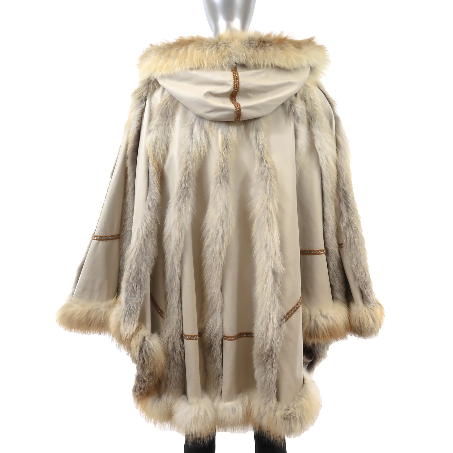 Fox and Leather Hooded Cape- Size Free