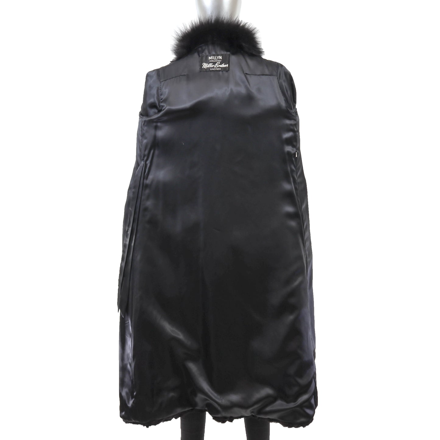 Black Swakara Coat with Fox Collar- Size S
