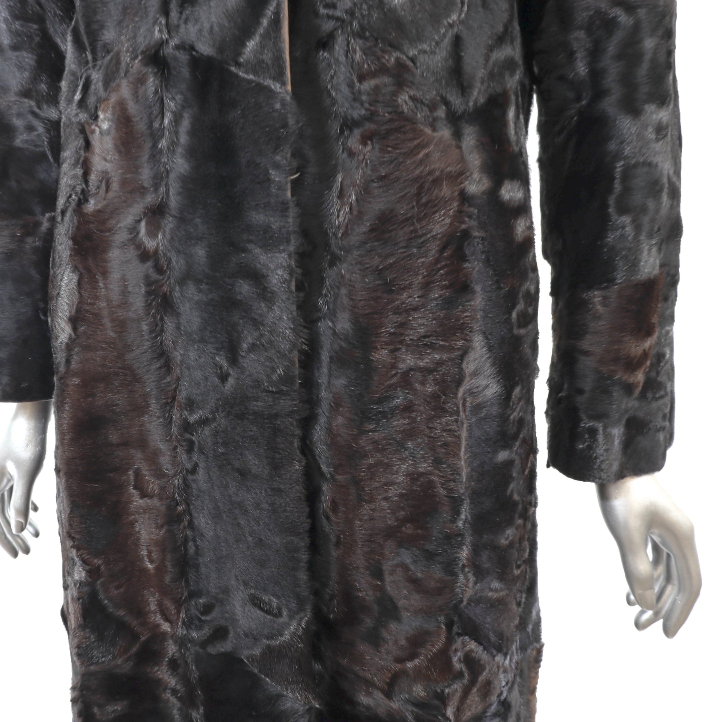 Black Swakara Coat with Fox Collar- Size S