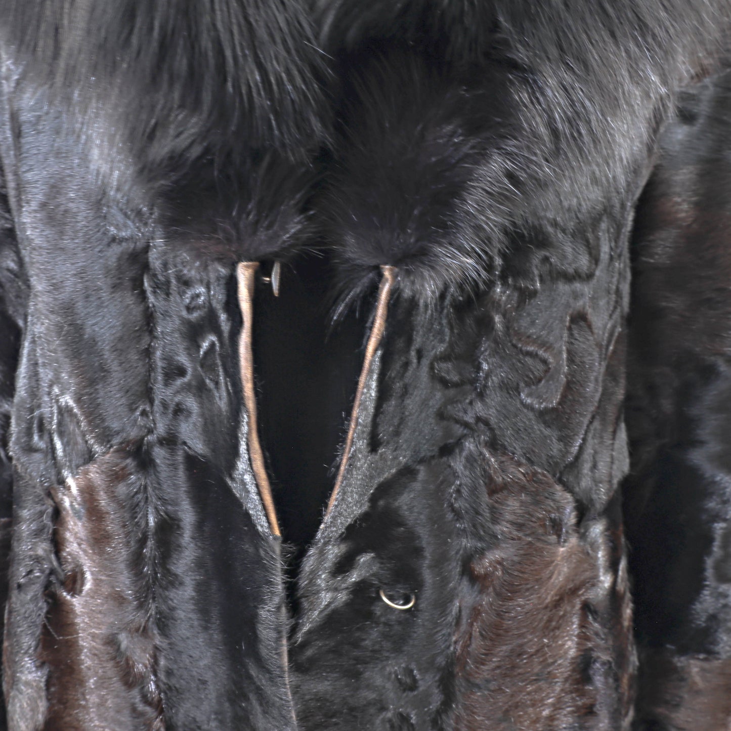 Black Swakara Coat with Fox Collar- Size S