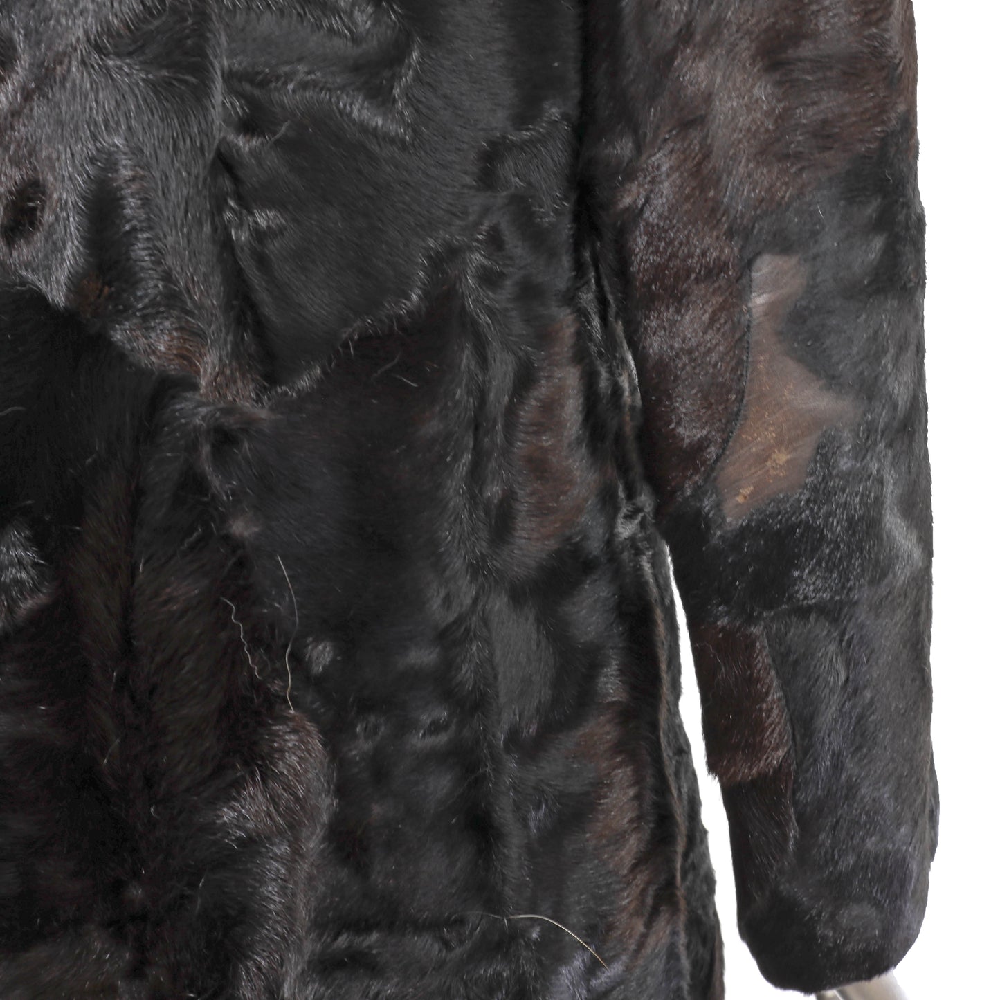 Black Swakara Coat with Fox Collar- Size S