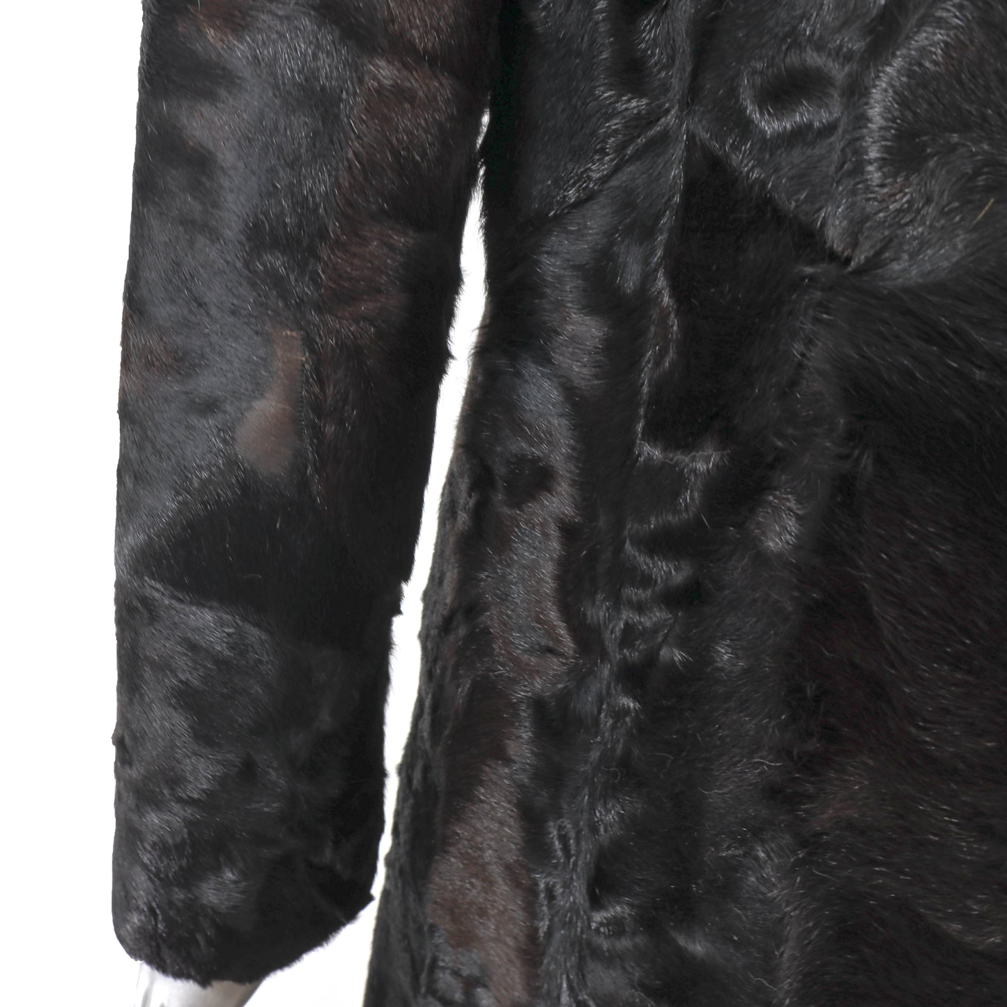 Black Swakara Coat with Fox Collar- Size S