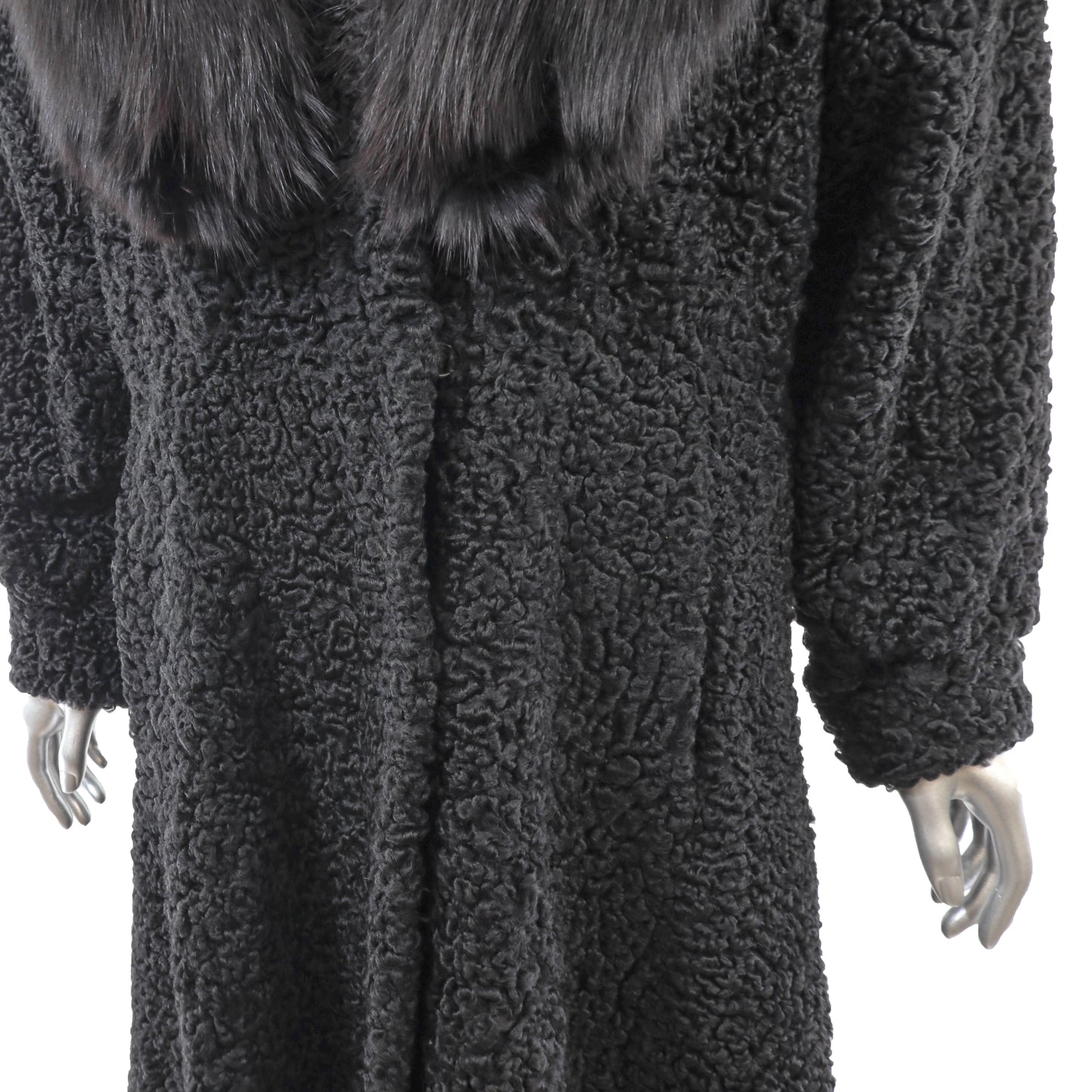 Black Lamb Coat with Fox Collar- Size M