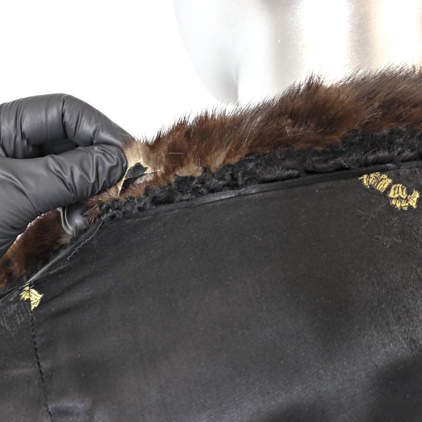 Black Lamb Jacket with Mink Trim- Size L