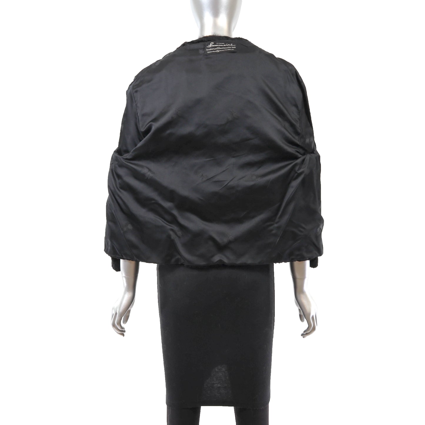 Black Lamb Jacket with Mink Trim- Size M