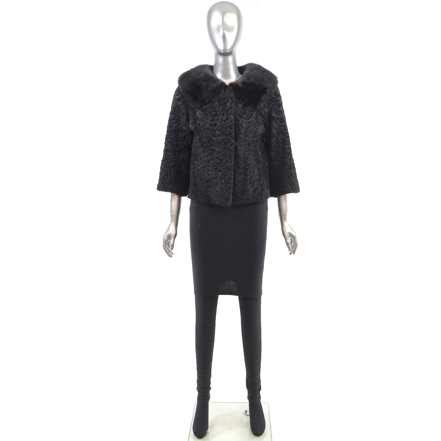 Persian Lamb Jacket with Mink Collar- Size S