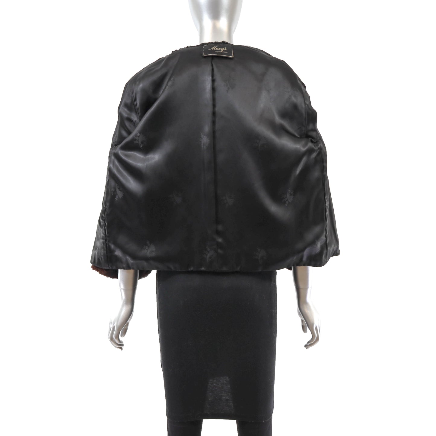 Macy's Black Persian Lamb Jacket with Mink Trim- Size M
