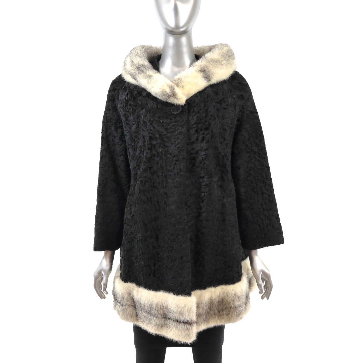 Black Lamb Stroller with Mink Trim- Size L