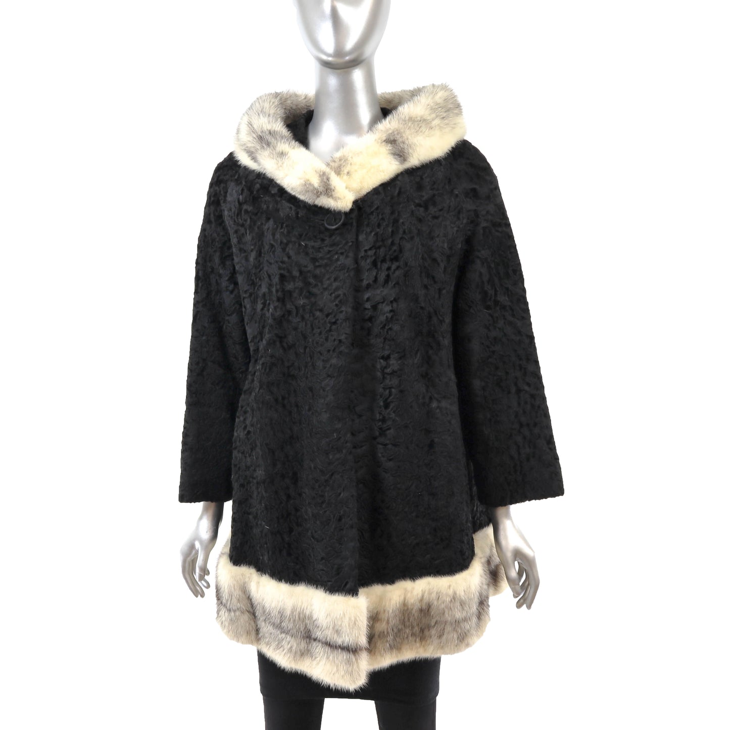 Black Lamb Stroller with Mink Trim- Size L