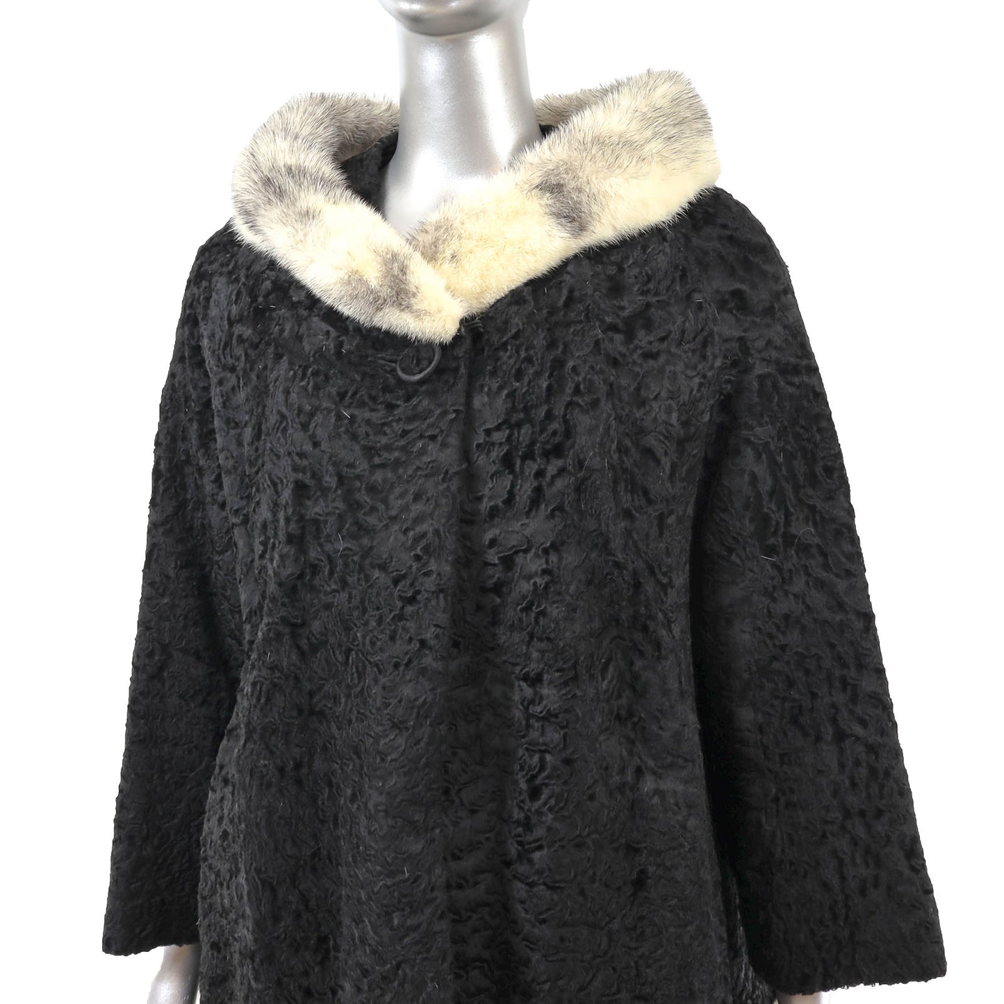 Black Lamb Stroller with Mink Trim- Size L