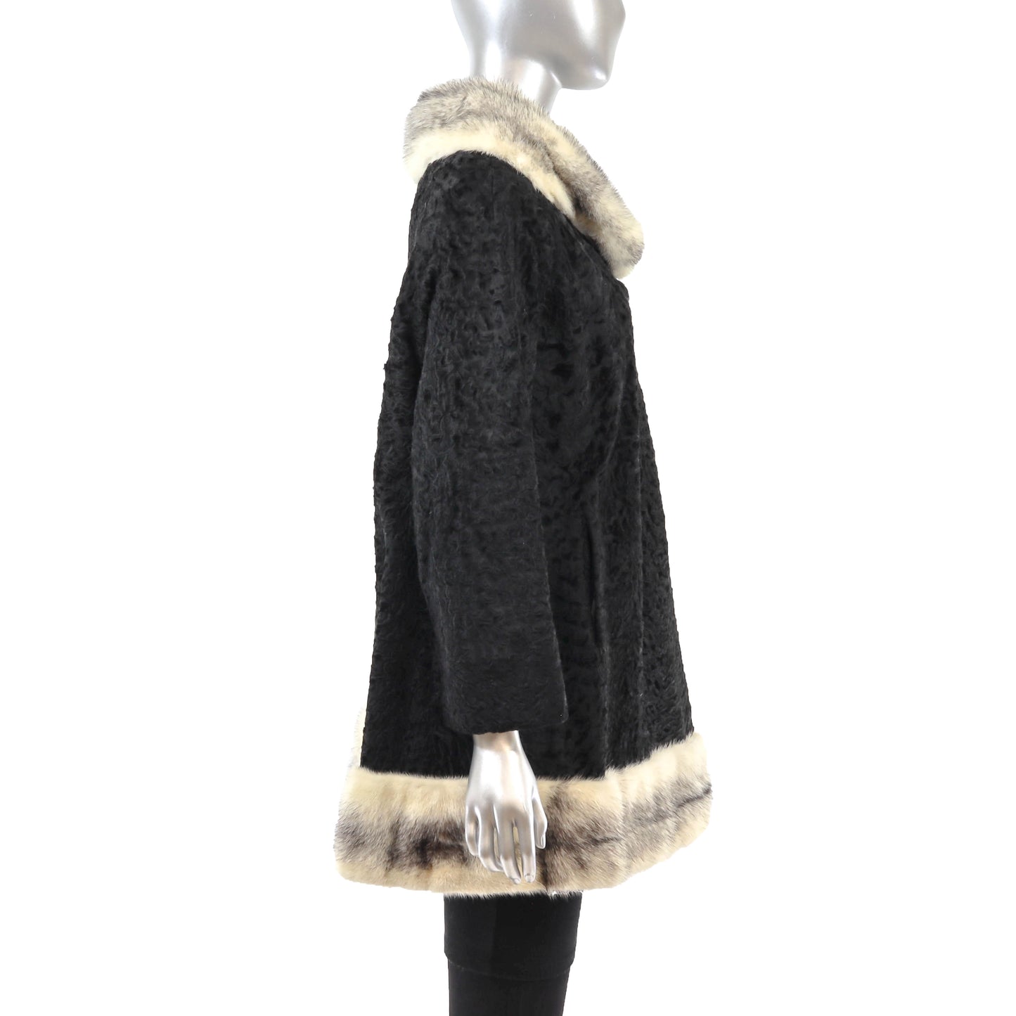 Black Lamb Stroller with Mink Trim- Size L