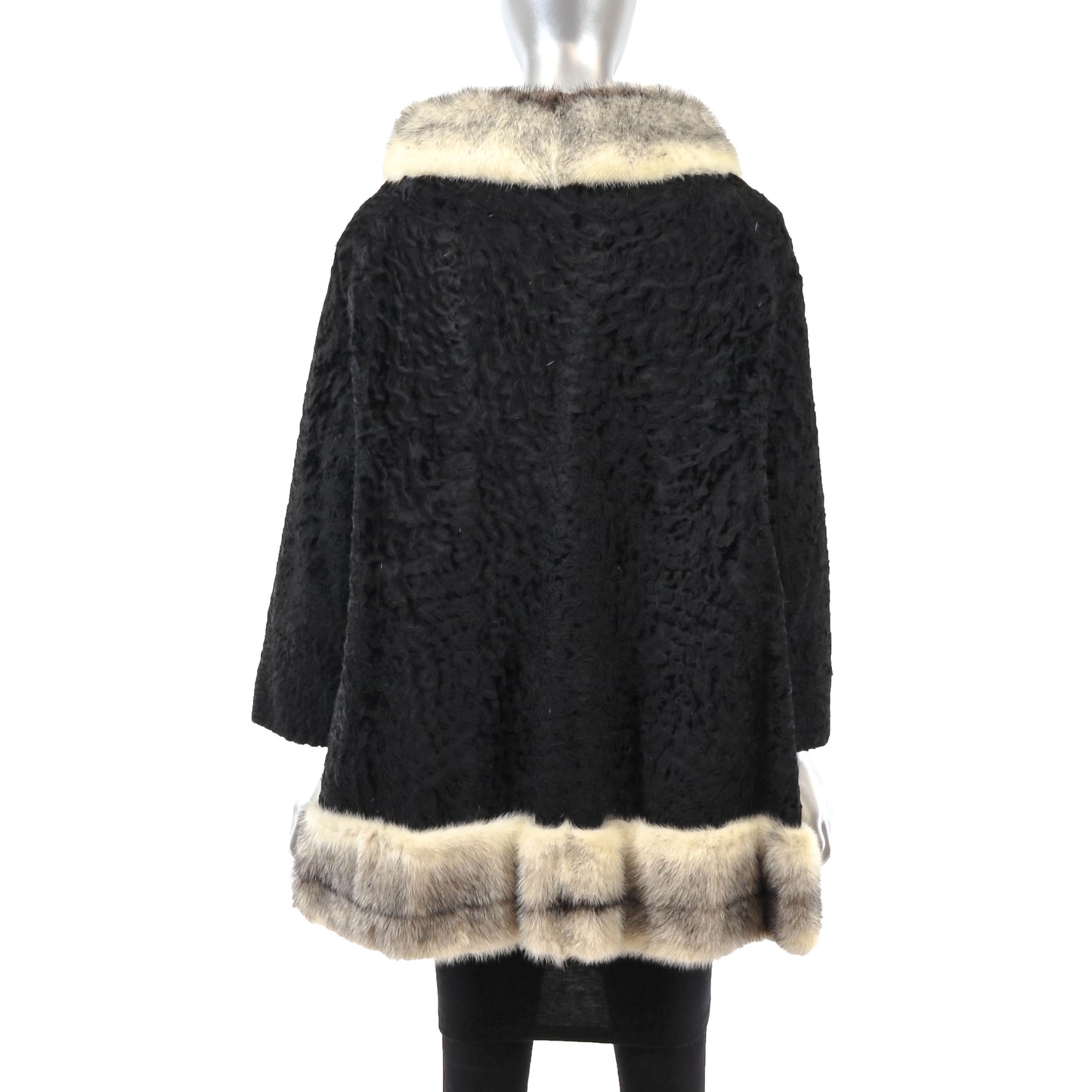 Black Lamb Stroller with Mink Trim- Size L